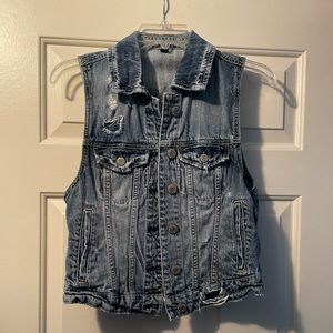 American Eagle distressed jean vest